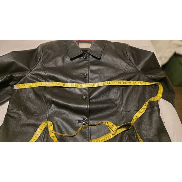 Croft & Borrow Leather Jacket Womens Size XL Black Button Down Front Fall Jacket - Picture 7 of 9